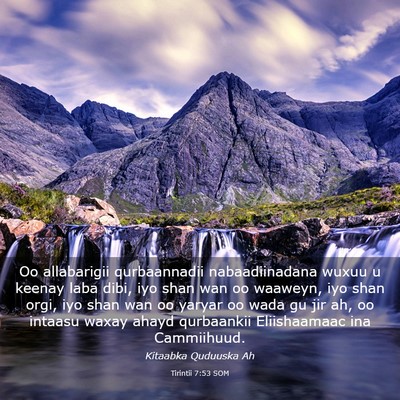 Picture 03 - Tirintii 7:53 SOM - Oo allabarigii qurbaannadii nabaadiinadana wuxuu - Bible Verse Picture