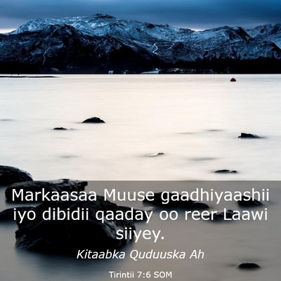 Picture 03 - Tirintii 7:6 SOM - Markaasaa Muuse gaadhiyaashii iyo dibidii qaaday - Bible Verse Picture
