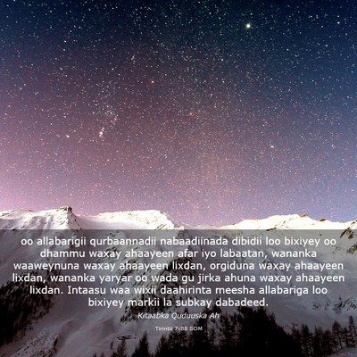 Picture 03 - Tirintii 7:88 SOM - oo allabarigii qurbaannadii nabaadiinada dibidii - Bible Verse Picture