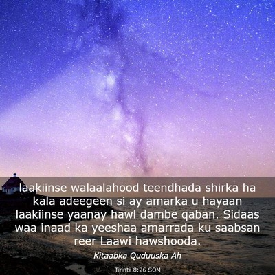 Picture 03 - Tirintii 8:26 SOM - laakiinse walaalahood teendhada shirka ha kala - Bible Verse Picture