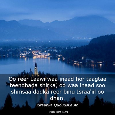 Picture 03 - Tirintii 8:9 SOM - Oo reer Laawi waa inaad hor taagtaa teendhada - Bible Verse Picture