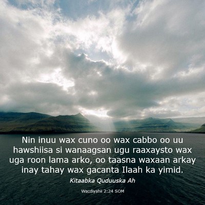 Picture 03 - Wacdiyahii 2:24 SOM - Nin inuu wax cuno oo wax cabbo oo uu hawshiisa si - Bible Verse Picture