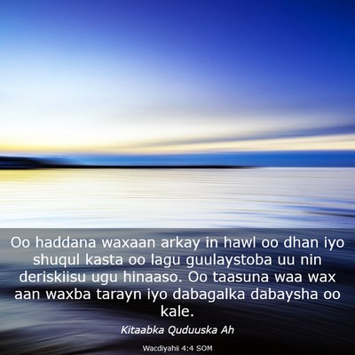 Picture 03 - Wacdiyahii 4:4 SOM - Oo haddana waxaan arkay in hawl oo dhan iyo - Bible Verse Picture