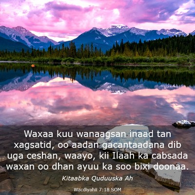 Picture 03 - Wacdiyahii 7:18 SOM - Waxaa kuu wanaagsan inaad tan xagsatid, oo aadan - Bible Verse Picture