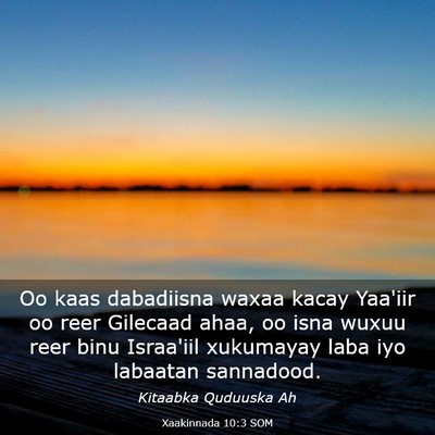 Picture 03 - Xaakinnada 10:3 SOM - Oo kaas dabadiisna waxaa kacay Yaa'iir oo reer - Bible Verse Picture