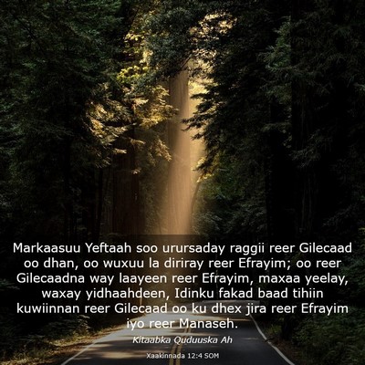 Picture 03 - Xaakinnada 12:4 SOM - Markaasuu Yeftaah soo urursaday raggii reer - Bible Verse Picture