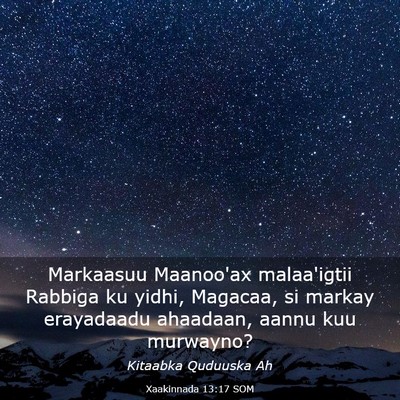 Picture 03 - Xaakinnada 13:17 SOM - Markaasuu Maanoo'ax malaa'igtii Rabbiga ku yidhi, - Bible Verse Picture