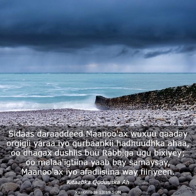 Picture 03 - Xaakinnada 13:19 SOM - Sidaas daraaddeed Maanoo'ax wuxuu qaaday orgigii - Bible Verse Picture