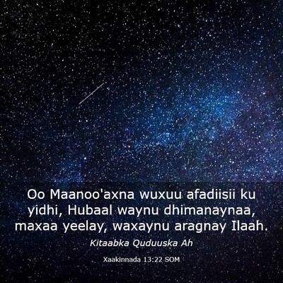 Picture 03 - Xaakinnada 13:22 SOM - Oo Maanoo'axna wuxuu afadiisii ku yidhi, Hubaal - Bible Verse Picture