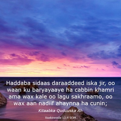 Picture 03 - Xaakinnada 13:4 SOM - Haddaba sidaas daraaddeed iska jir, oo waan ku - Bible Verse Picture