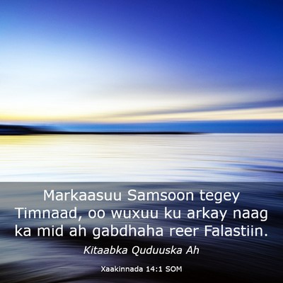 Picture 03 - Xaakinnada 14:1 SOM - Markaasuu Samsoon tegey Timnaad, oo wuxuu ku - Bible Verse Picture