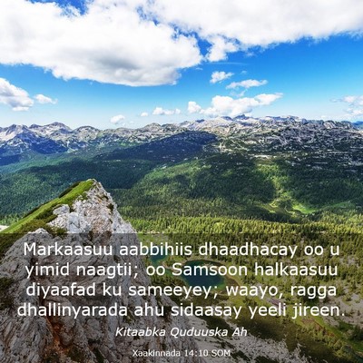 Picture 03 - Xaakinnada 14:10 SOM - Markaasuu aabbihiis dhaadhacay oo u yimid - Bible Verse Picture