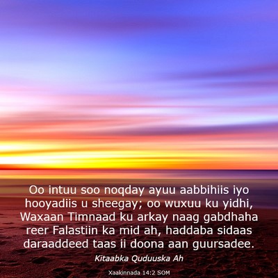 Picture 03 - Xaakinnada 14:2 SOM - Oo intuu soo noqday ayuu aabbihiis iyo hooyadiis - Bible Verse Picture