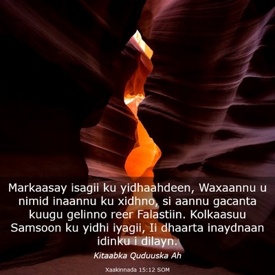 Picture 03 - Xaakinnada 15:12 SOM - Markaasay isagii ku yidhaahdeen, Waxaannu u nimid - Bible Verse Picture