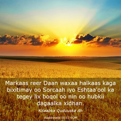 Picture 03 - Xaakinnada 18:11 SOM - Markaas reer Daan waxaa halkaas kaga bixitimay oo - Bible Verse Picture