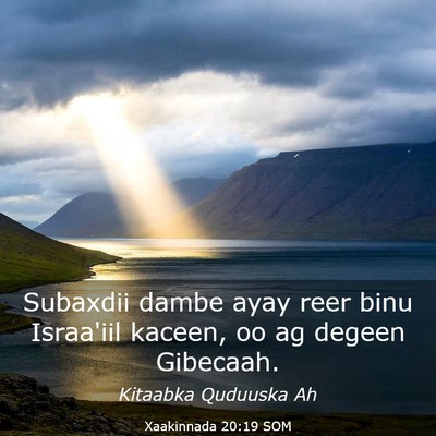 Picture 03 - Xaakinnada 20:19 SOM - Subaxdii dambe ayay reer binu Israa'iil kaceen, - Bible Verse Picture
