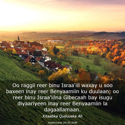 Picture 03 - Xaakinnada 20:20 SOM - Oo raggii reer binu Israa'iil waxay u soo baxeen - Bible Verse Picture