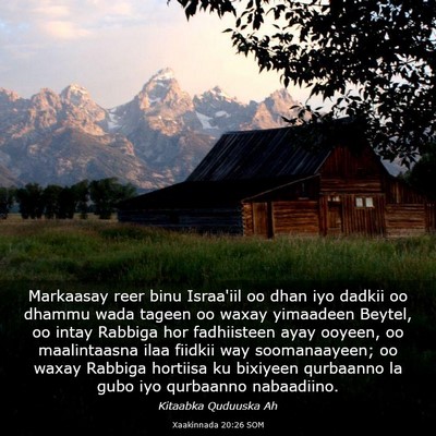 Picture 03 - Xaakinnada 20:26 SOM - Markaasay reer binu Israa'iil oo dhan iyo dadkii - Bible Verse Picture