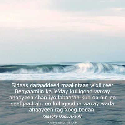 Picture 03 - Xaakinnada 20:46 SOM - Sidaas daraaddeed maalintaas wixii reer - Bible Verse Picture