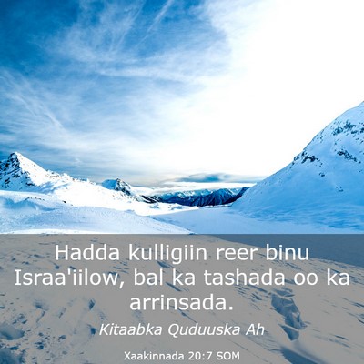 Picture 03 - Xaakinnada 20:7 SOM - Hadda kulligiin reer binu Israa'iilow, bal ka - Bible Verse Picture