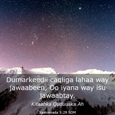 Picture 03 - Xaakinnada 5:29 SOM - Dumarkeedii caqliga lahaa way jawaabeen, Oo iyana - Bible Verse Picture
