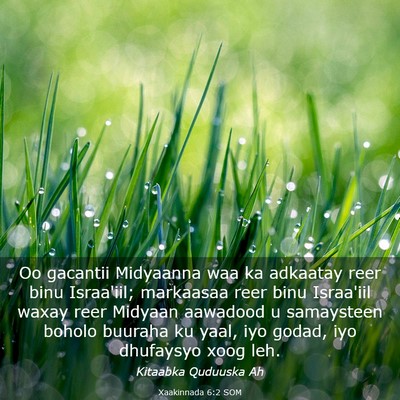 Picture 03 - Xaakinnada 6:2 SOM - Oo gacantii Midyaanna waa ka adkaatay reer binu - Bible Verse Picture