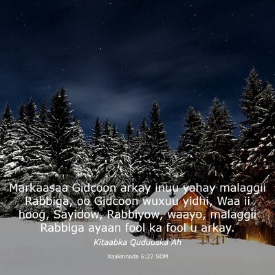 Picture 03 - Xaakinnada 6:22 SOM - Markaasaa Gidcoon arkay inuu yahay malaggii - Bible Verse Picture