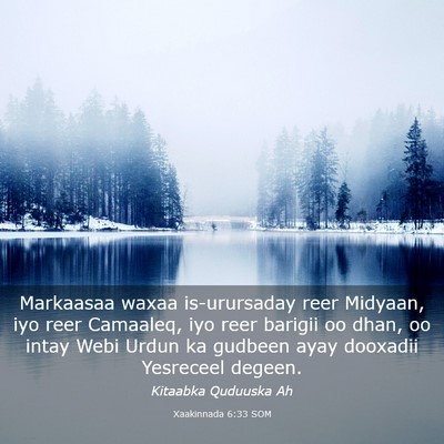 Picture 03 - Xaakinnada 6:33 SOM - Markaasaa waxaa is-urursaday reer Midyaan, iyo - Bible Verse Picture
