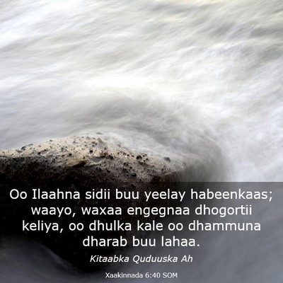 Picture 03 - Xaakinnada 6:40 SOM - Oo Ilaahna sidii buu yeelay habeenkaas; waayo, - Bible Verse Picture