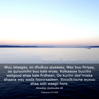 Picture 03 - Xabaquuq 3:6 SOM - Wuu istaagay, oo dhulkuu qiyaasay, Wax buu - Bible Verse Picture