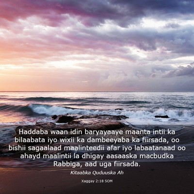 Picture 03 - Xaggay 2:18 SOM - Haddaba waan idin baryayaaye maanta intii ka - Bible Verse Picture