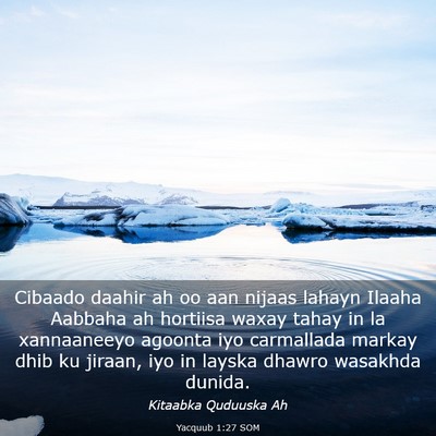 Picture 03 - Yacquub 1:27 SOM - Cibaado daahir ah oo aan nijaas lahayn Ilaaha - Bible Verse Picture