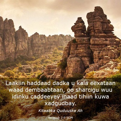 Picture 03 - Yacquub 2:9 SOM - Laakiin haddaad dadka u kala eexataan waad - Bible Verse Picture