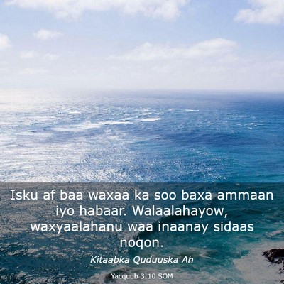 Picture 03 - Yacquub 3:10 SOM - Isku af baa waxaa ka soo baxa ammaan iyo habaar. - Bible Verse Picture