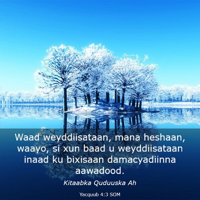 Picture 03 - Yacquub 4:3 SOM - Waad weyddiisataan, mana heshaan, waayo, si xun - Bible Verse Picture