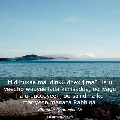 Picture 03 - Yacquub 5:14 SOM - Mid bukaa ma idinku dhex jiraa? Ha u yeedho - Bible Verse Picture