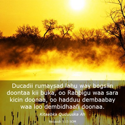 Picture 03 - Yacquub 5:15 SOM - Ducadii rumaysad lahu way bogsiin doontaa kii - Bible Verse Picture