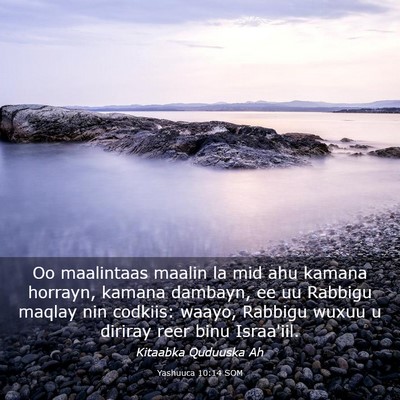 Picture 03 - Yashuuca 10:14 SOM - Oo maalintaas maalin la mid ahu kamana horrayn, - Bible Verse Picture