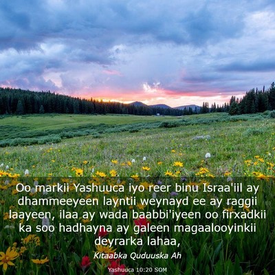 Picture 03 - Yashuuca 10:20 SOM - Oo markii Yashuuca iyo reer binu Israa'iil ay - Bible Verse Picture