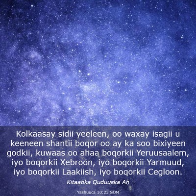Picture 03 - Yashuuca 10:23 SOM - Kolkaasay sidii yeeleen, oo waxay isagii u - Bible Verse Picture