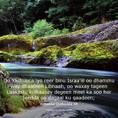 Picture 03 - Yashuuca 10:31 SOM - Oo Yashuuca iyo reer binu Israa'iil oo dhammu way - Bible Verse Picture