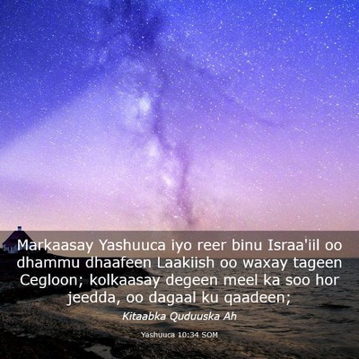 Picture 03 - Yashuuca 10:34 SOM - Markaasay Yashuuca iyo reer binu Israa'iil oo - Bible Verse Picture