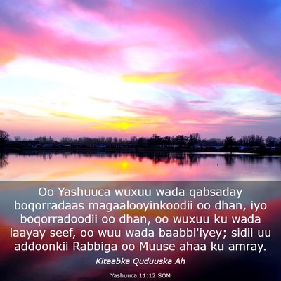 Picture 03 - Yashuuca 11:12 SOM - Oo Yashuuca wuxuu wada qabsaday boqorradaas - Bible Verse Picture