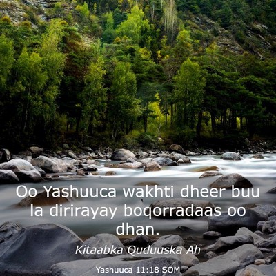 Picture 03 - Yashuuca 11:18 SOM - Oo Yashuuca wakhti dheer buu la dirirayay - Bible Verse Picture