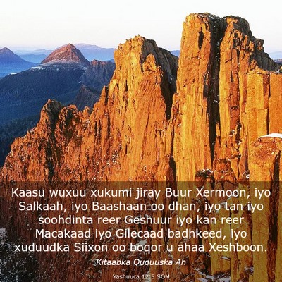 Picture 03 - Yashuuca 12:5 SOM - Kaasu wuxuu xukumi jiray Buur Xermoon, iyo - Bible Verse Picture