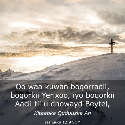 Picture 03 - Yashuuca 12:9 SOM - Oo waa kuwan boqorradii, boqorkii Yerixoo, iyo - Bible Verse Picture