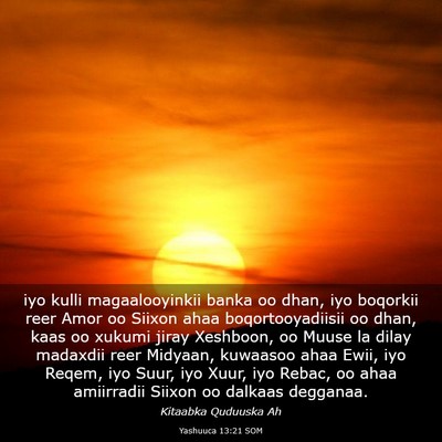 Picture 03 - Yashuuca 13:21 SOM - iyo kulli magaalooyinkii banka oo dhan, iyo - Bible Verse Picture