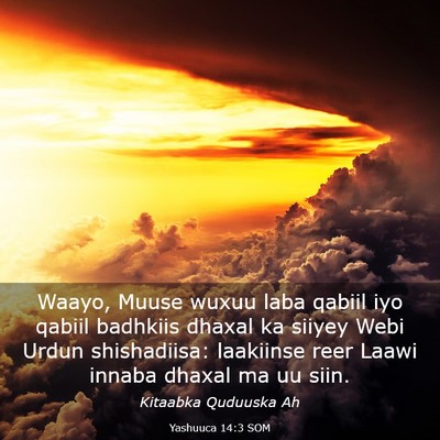 Picture 03 - Yashuuca 14:3 SOM - Waayo, Muuse wuxuu laba qabiil iyo qabiil - Bible Verse Picture