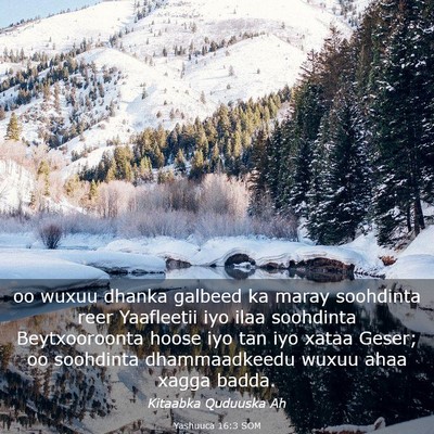 Picture 03 - Yashuuca 16:3 SOM - oo wuxuu dhanka galbeed ka maray soohdinta reer - Bible Verse Picture