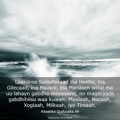 Picture 03 - Yashuuca 17:3 SOM - Laakiinse Seloofexaad ina Heefer, ina Gilecaad, - Bible Verse Picture